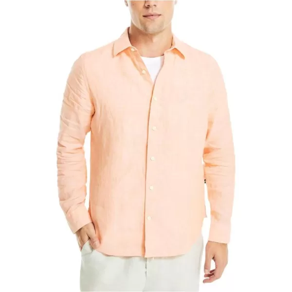 Nautica Mens Sustainably Crafted Classic Fit Linen ShirtCoral Reef