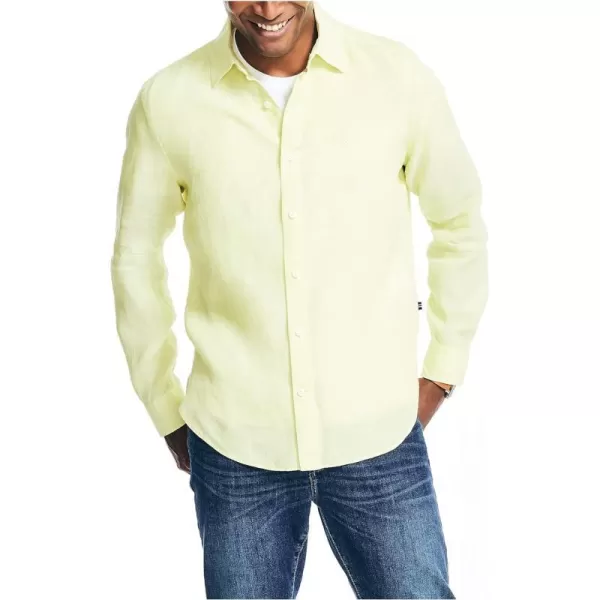 Nautica Mens Sustainably Crafted Classic Fit Linen ShirtDaiquiri Green