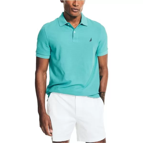 Nautica Mens Sustainably Crafted Classic Fit Performance Deck PoloAqua Lagoon