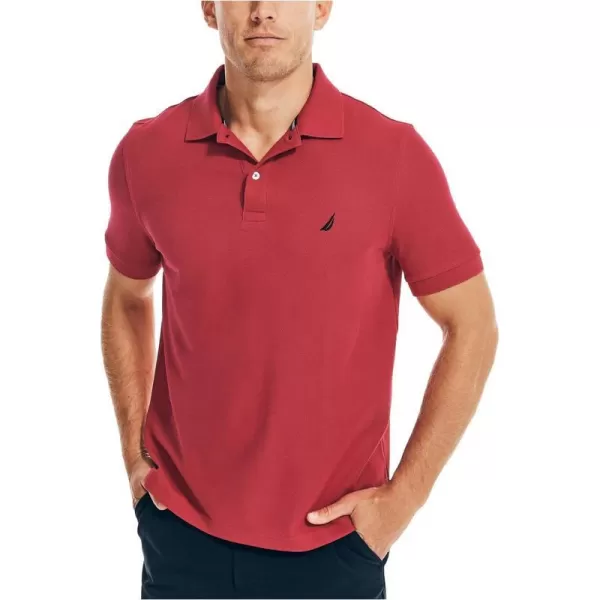 Nautica Mens Sustainably Crafted Classic Fit Performance Deck PoloCerise