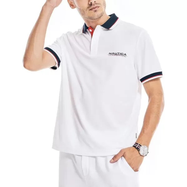 Nautica Mens Sustainably Crafted Classic Fit PoloBright White