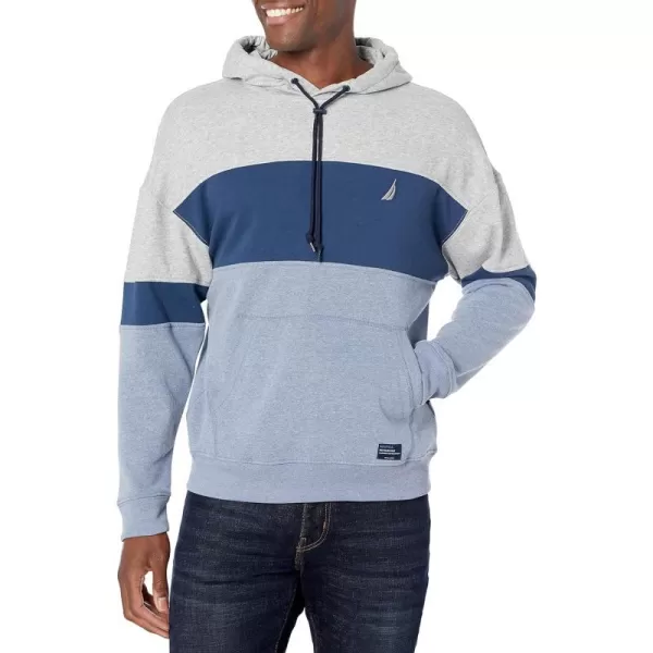 Nautica Mens Sustainably Crafted Colorblock HoodieGrey Heather