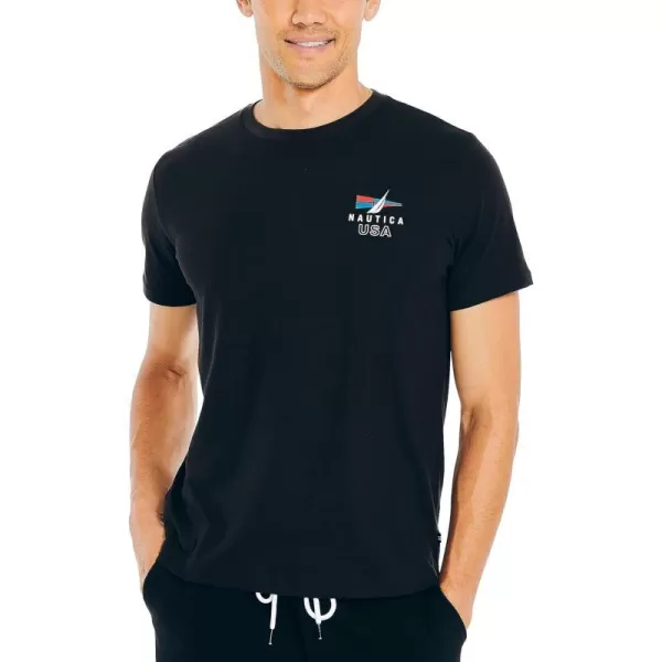 Nautica Mens Sustainably Crafted Deep Sea Racing Graphic TShirtTrue Black