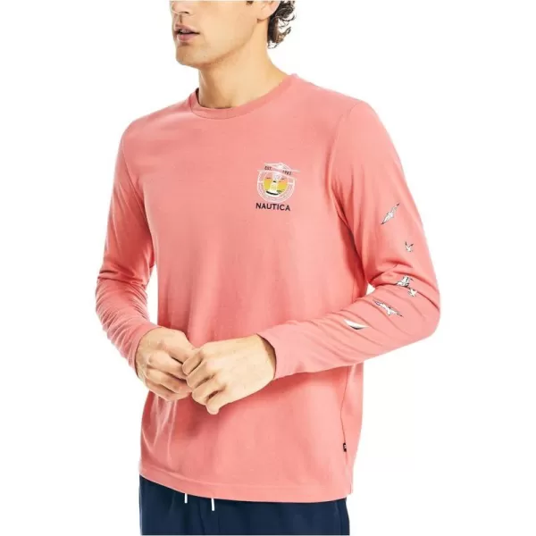 Nautica Mens Sustainably Crafted Graphic LongSleeve TShirtDreamy Coral