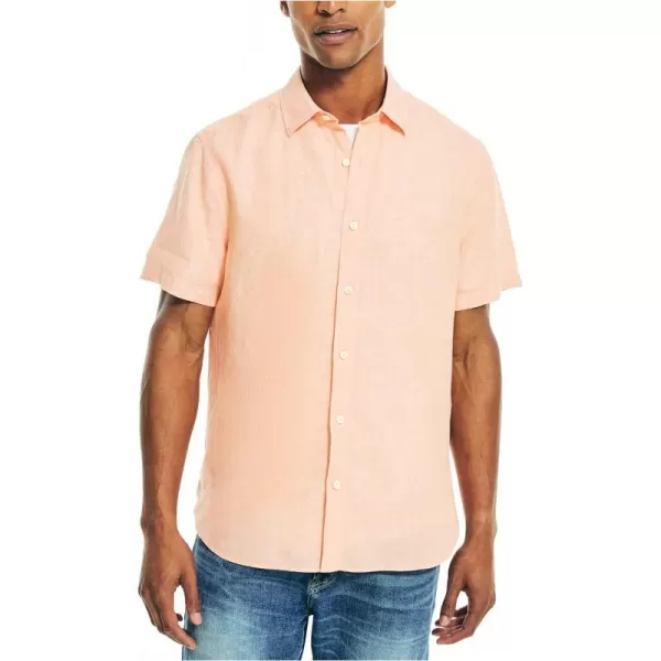 Nautica Mens Sustainably Crafted Linen ShortSleeve ShirtCoral Reef