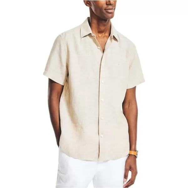 Nautica Mens Sustainably Crafted Linen ShortSleeve ShirtSandy Bar