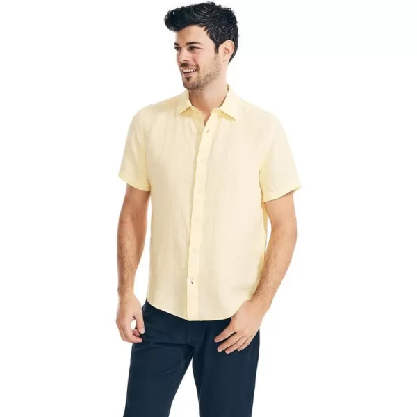 Nautica Mens Sustainably Crafted Linen ShortSleeve ShirtSun Shine