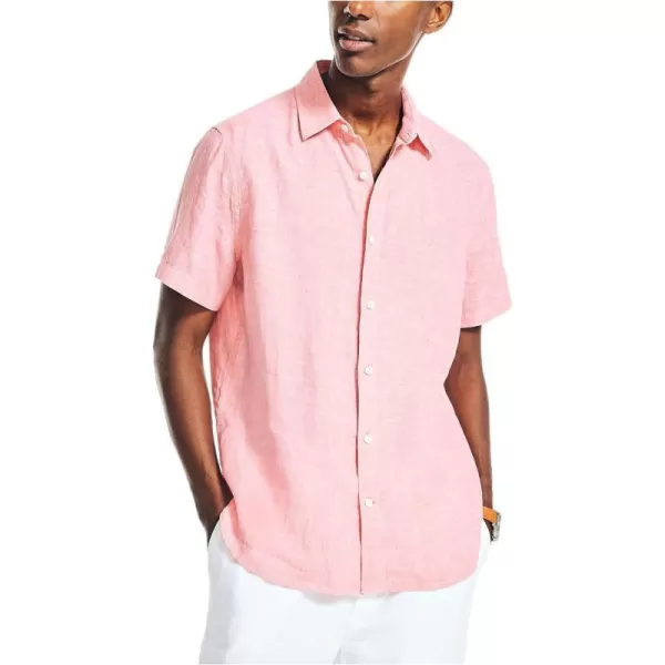 Nautica Mens Sustainably Crafted Linen ShortSleeve ShirtTeaberry