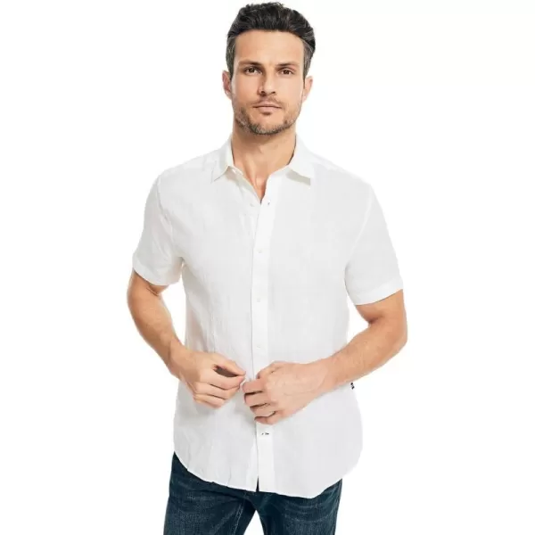 Nautica Mens Sustainably Crafted Linen ShortSleeve ShirtWhite