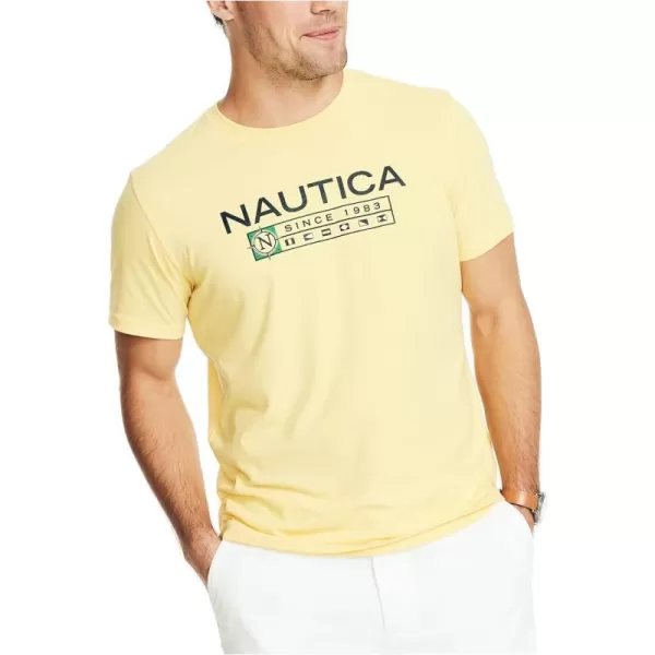 Nautica Mens Sustainably Crafted Logo Graphic TShirtAspen Gold