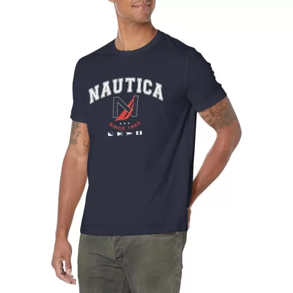 Nautica Mens Sustainably Crafted Logo Graphic TShirtNavy