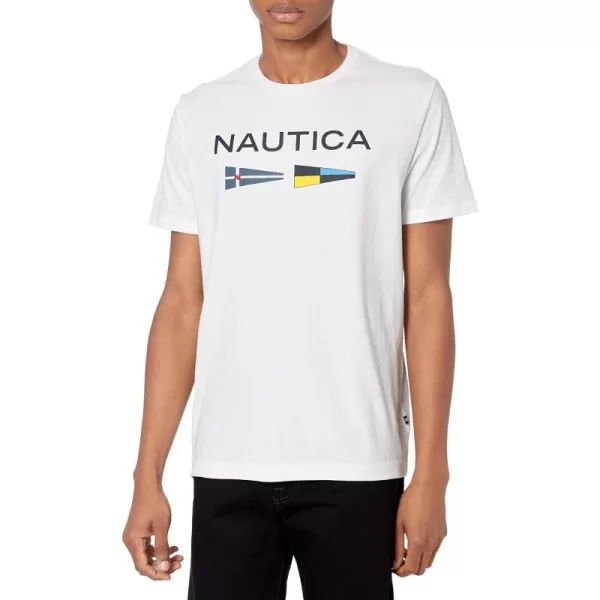 Nautica Mens Sustainably Crafted Logo Signal Flag Graphic TShirtBright White