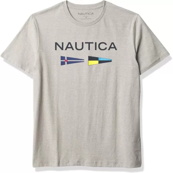 Nautica Mens Sustainably Crafted Logo Signal Flag Graphic TShirtGrey Heather