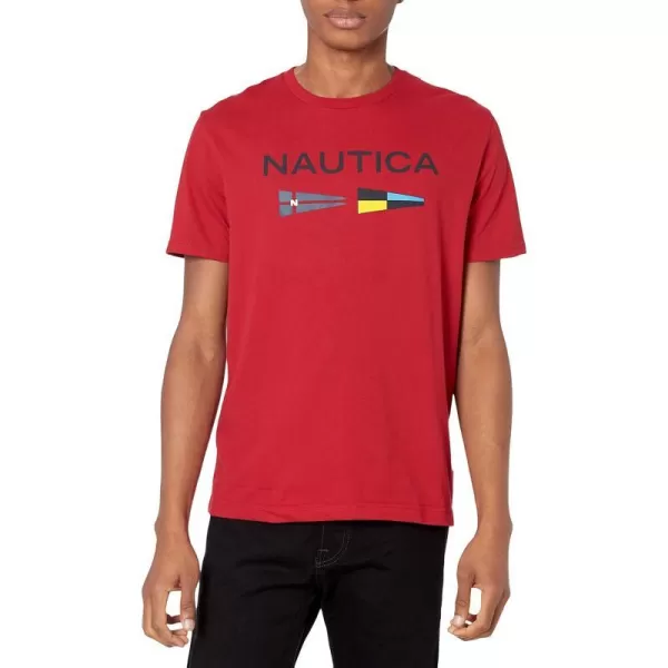 Nautica Mens Sustainably Crafted Logo Signal Flag Graphic TShirtNautica Red