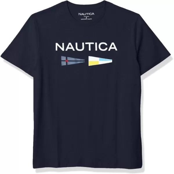 Nautica Mens Sustainably Crafted Logo Signal Flag Graphic TShirtNavy