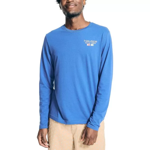 Nautica Mens Sustainably Crafted LongSleeve Graphic TShirtBright Cobalt