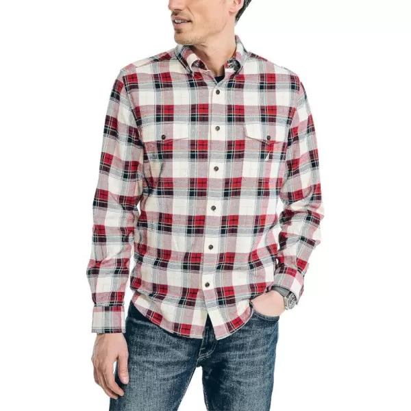 Nautica Mens Sustainably Crafted Plaid Flannel ShirtAlmond