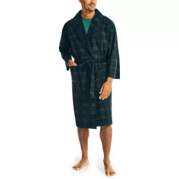 Nautica Mens Sustainably Crafted Plaid RobeEmerald YardOne SizeNautica Mens Sustainably Crafted Plaid RobeEmerald YardOne Size