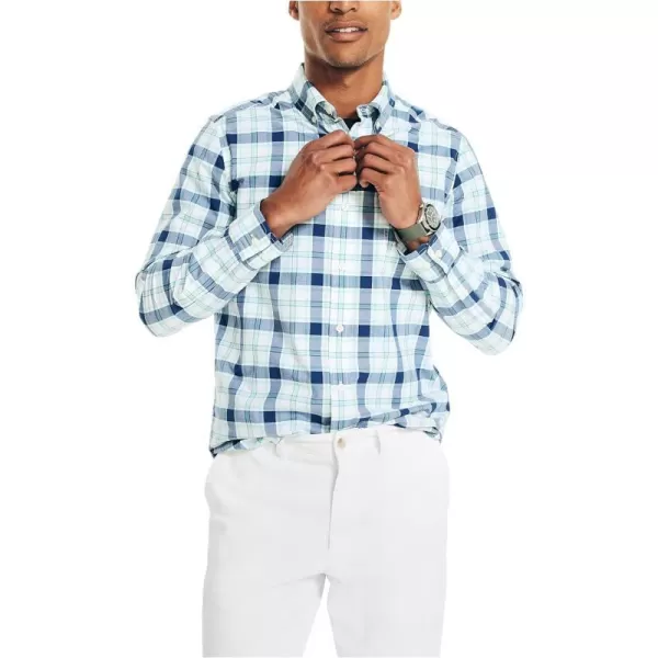 Nautica Mens Sustainably Crafted Plaid ShirtBright White