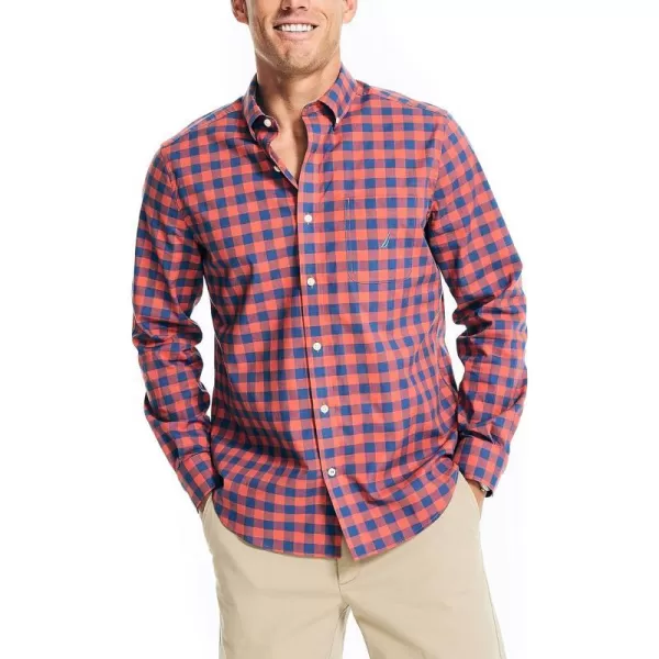 Nautica Mens Sustainably Crafted Plaid ShirtCayenne