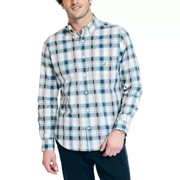 Nautica Mens Sustainably Crafted Plaid ShirtSail White