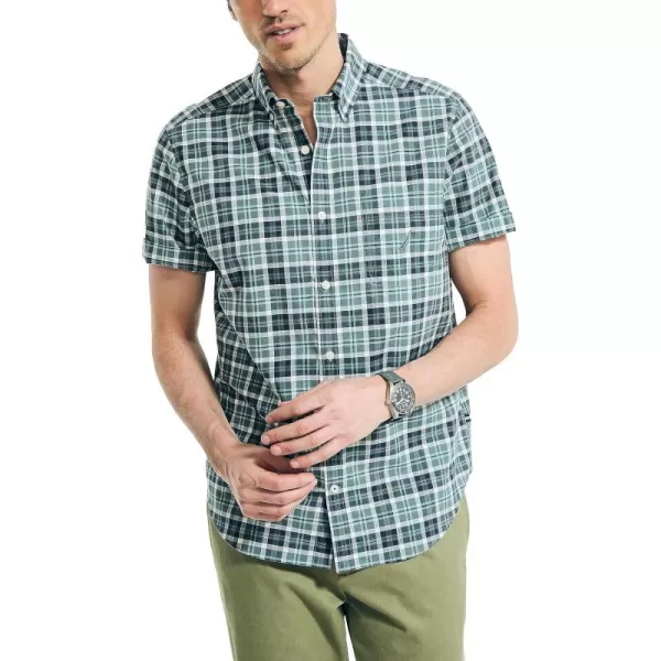 Nautica Mens Sustainably Crafted Plaid ShortSleeve ShirtArtic Fern