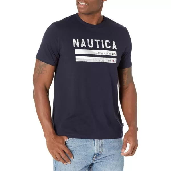 Nautica Mens Sustainably Crafted Sailing Club Graphic TShirtNavy