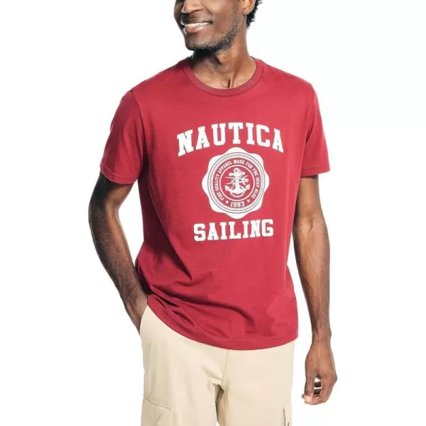 Nautica Mens Sustainably Crafted Sailing Graphic TShirtBiking Red