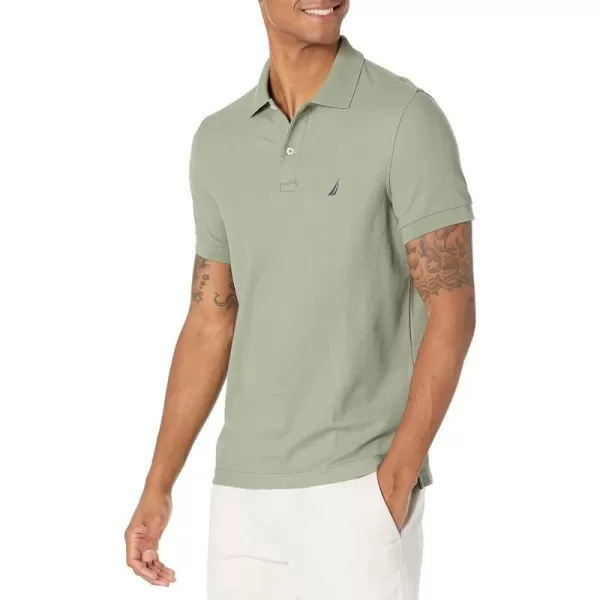 Nautica Mens Sustainably Crafted Slim Fit Performance Deck PoloSea Spray