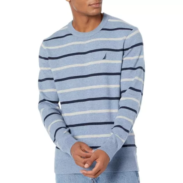 Nautica Mens Sustainably Crafted Striped Crewneck SweatshirtDeep Anchor Heather