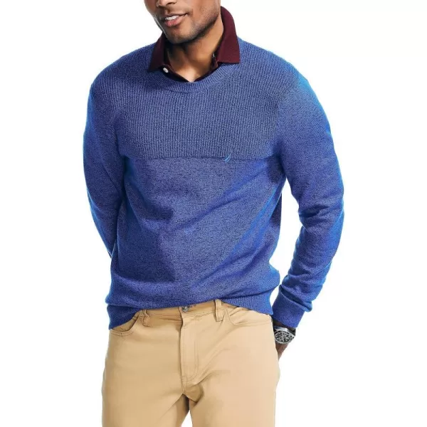 Nautica Mens Sustainably Crafted Textured Crewneck SweaterBright Cobalt