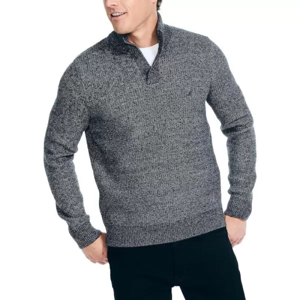 Nautica Mens Sustainably Crafted Waffle MockNeck SweaterCharcoal Heather