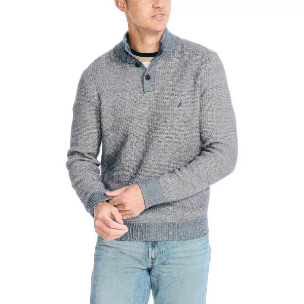 Nautica Mens Sustainably Crafted Waffle MockNeck SweaterNavy Seas