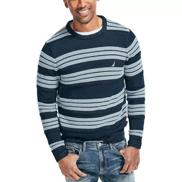 Nautica Mens Textured Striped SweaterNavy