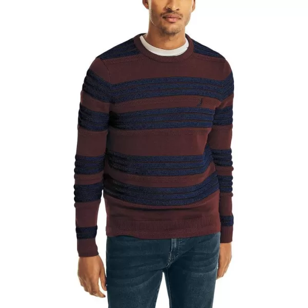 Nautica Mens Textured Striped SweaterShipwreck Burgundy