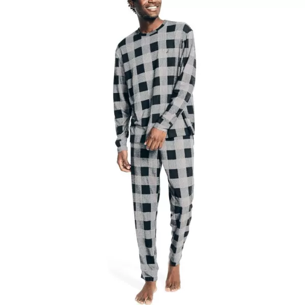 Nautica Mens Waffle Buffalo Plaid Pajama Pant SetStorm Grey