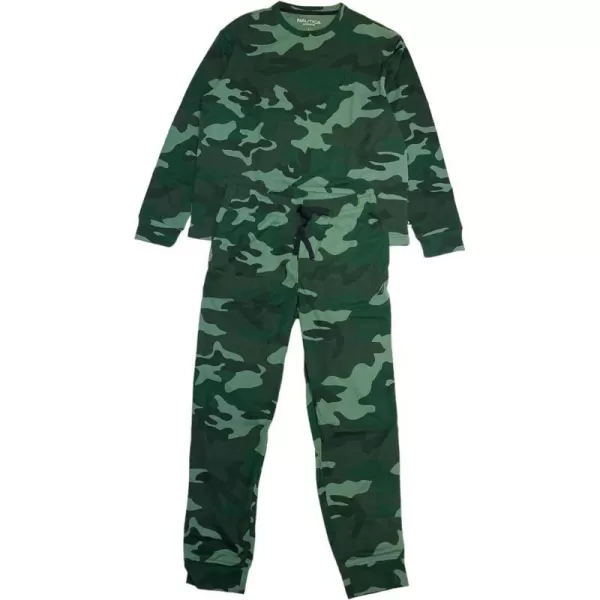 Nautica Mens Waffle Pajama Pant SetCamo Green