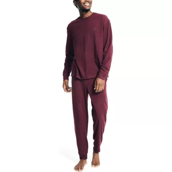 Nautica Mens Waffle Pajama Pant SetRoyal Burgundy