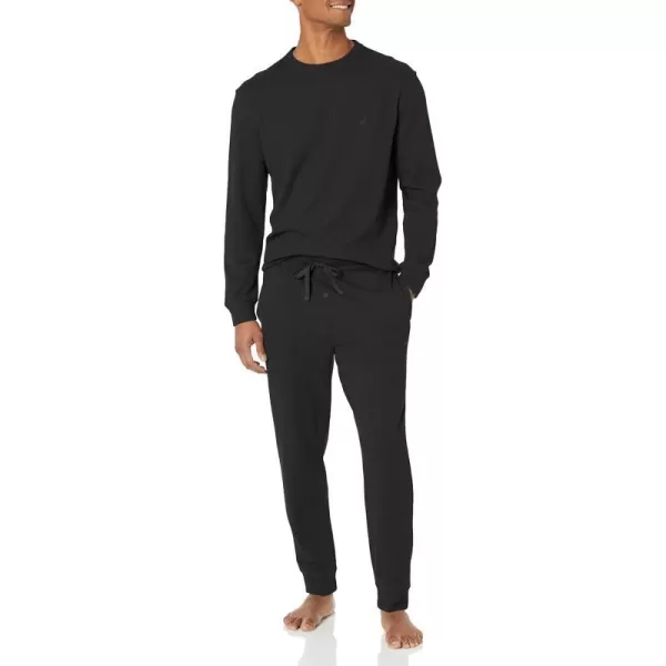 Nautica Mens Waffle Pajama Pant SetTrue Black