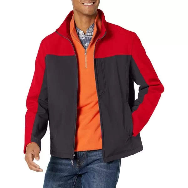 Nautica Mens Water Resistant Softshell Jacket Long Sleeve Color Block Zip Up CoatVintage Dark Grey