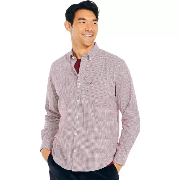 Nautica Mens Wrinkle Resistant Long Sleeve Button Front ShirtBiking Red Checkered