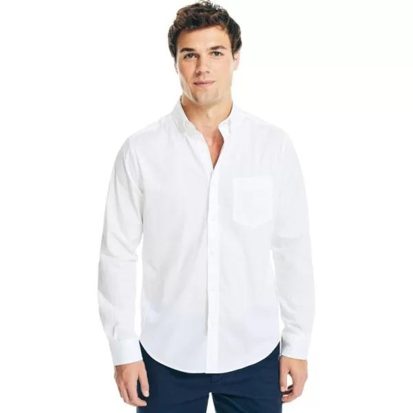 Nautica Mens Wrinkle Resistant Long Sleeve Button Front ShirtBright White