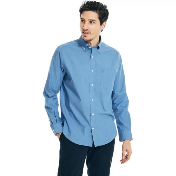 Nautica Mens Wrinkle Resistant Long Sleeve Button Front ShirtFrench Blue