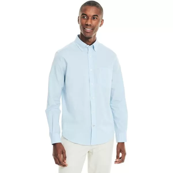 Nautica Mens Wrinkle Resistant Long Sleeve Button Front ShirtNoon Blue