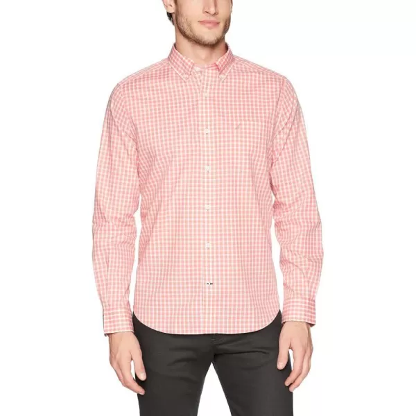 Nautica Mens Wrinkle Resistant Long Sleeve Button Front ShirtPale Coral