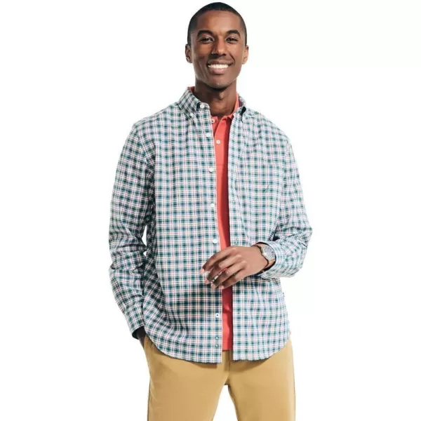 Nautica Mens Wrinkle Resistant Long Sleeve Button Front ShirtPlaid Bay Pine