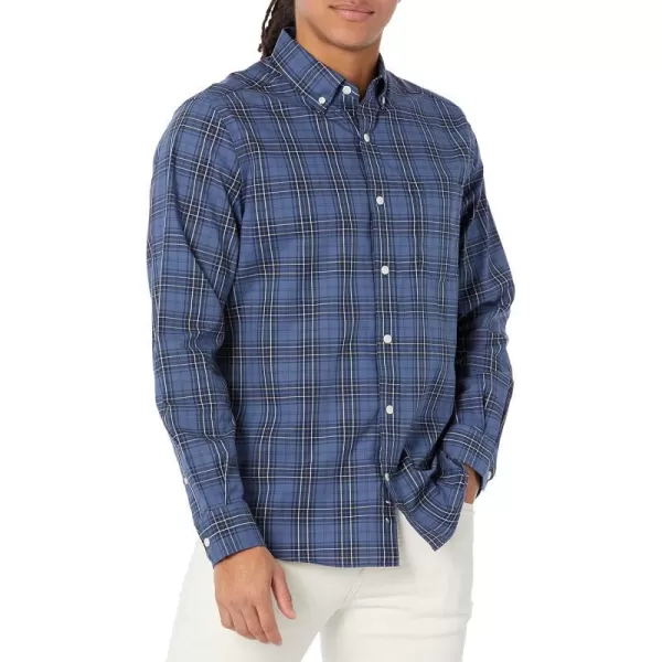 Nautica Mens WrinkleResistant Plaid Wear to Work ShirtEnsign Blue