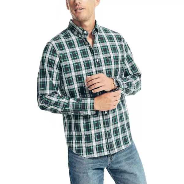 Nautica Mens WrinkleResistant Plaid Wear to Work ShirtSpruce