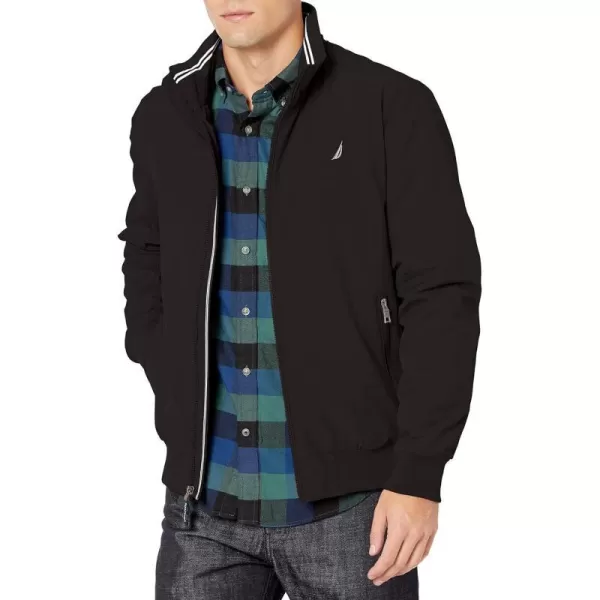 Nautica Mens Zip Up Windbreaker Bomber Jacket Water and Wind ResistantBlack