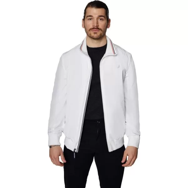 Nautica Mens Zip Up Windbreaker Bomber Jacket Water and Wind ResistantBright White